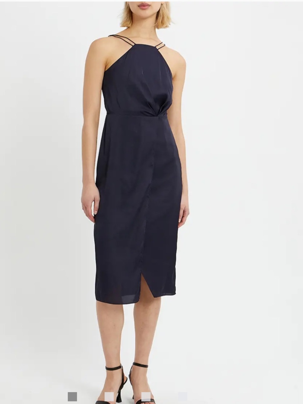 New REISS Navy Paola Halterneck Midi Dress
